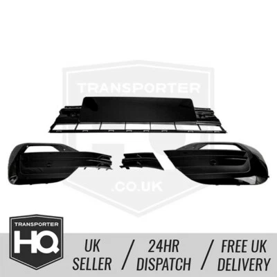 TRANSPORTERHQ VW T6.1 Transporter Gloss Black Lower Grille / Bumper Inserts (2020-on) 4 Holes
