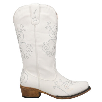 Roper Aster Embroidered Snip Toe Cowboy  Womens White Casual Boots 09-021-0191-3