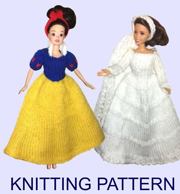 2 KNITTING PATTERNS 210: BARBIE PRINCESS, 12" DOLL: SNOW WHITE AND BRIDE | eBay 2 KNITTING PATTERNS 210: BARBIE PRINCESS, 12" DOLL: SNOW WHITE AND BRIDE | eBay