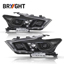 For 2016-2018 Nissan Maxima S|SL|SV Black LED DRL Projector Headlights Lamps L+R