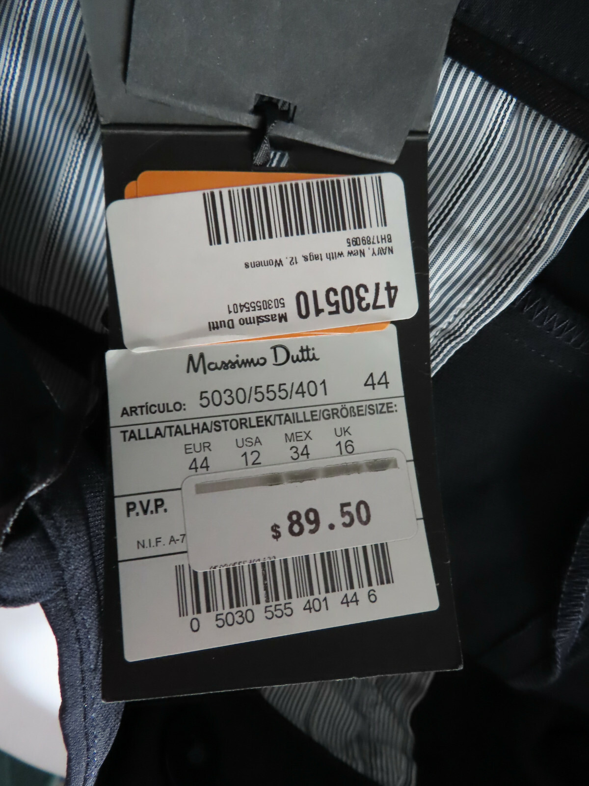 NEW NWT MASSIMO DUTTI Dark Navy Side Stripe Dress Pants EUR 44 US 10 12 5030/555 thumbnail 9