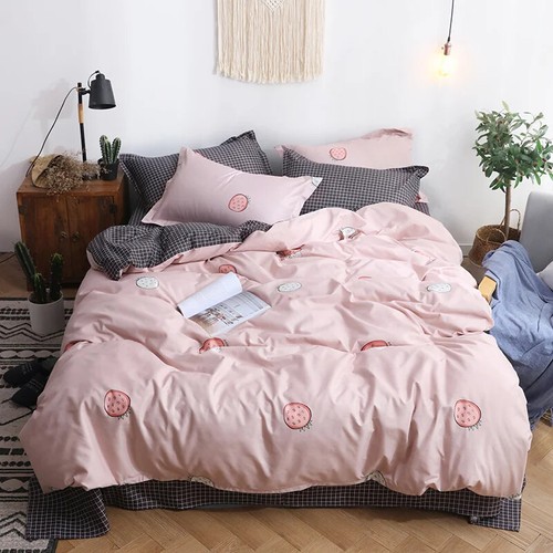 3/4pcs Cute Cartoon Fruit Bedding Set Flat Bed Sheet Duvet Cover Pillowcase - Bild 47 von 48