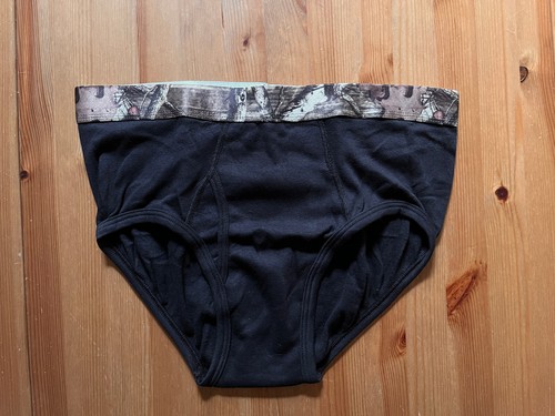 Mossy Oak Men's Brief | Large 36-38 | Black with camouflage waistband underwear