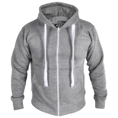 Sweat À Capuche Gris Uni En Polaire Pour Hommes Manches Longues S-4XL - Photo 1/2