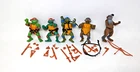 1988 TMNT Near Complete Set Of 5 Turtles & Weapons Ninja Turtles Hard Heads-READ