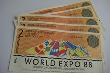 10 Australia scrip paper money World Expo 1988 - 2 and 5 Dollars