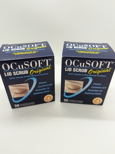 OCuSOFT Lid Scrub Original Eyelid Cleanser 30 Pre-Moistened Pads Pack 2 Exp 2026 - Afbeelding 1 van 6