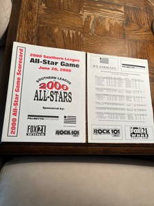 2000 Southern League All-Star Game Scorecard and Roster Sheet