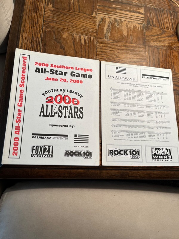 2000 Southern League All-Star Game Scorecard and Roster Sheet