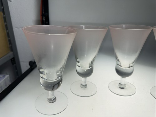 Set 5 DOROTHY THORPE Pink Peach Frosted Satin Trumpet Goblets MCM Bareware 7.5" - Picture 7 of 14