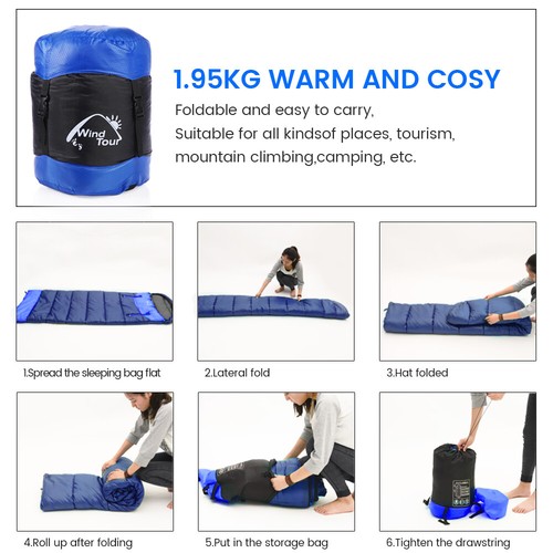 Adult Winter Sleeping Bag for Big & Tall with Sack - 0 degree Waterproof Camping - Picture 49 of 57