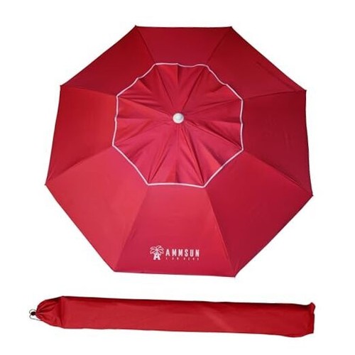 6.5ft Portable Patio Beach Umbrella for Sand with tilt Air Vent Sun Burgundy