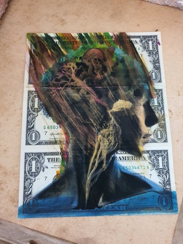 Wolfi Waeger Money Art Real Dollars 1/1 -*VALUES OF LIFE* SEE VIDEO A24 - Picture 9 of 10