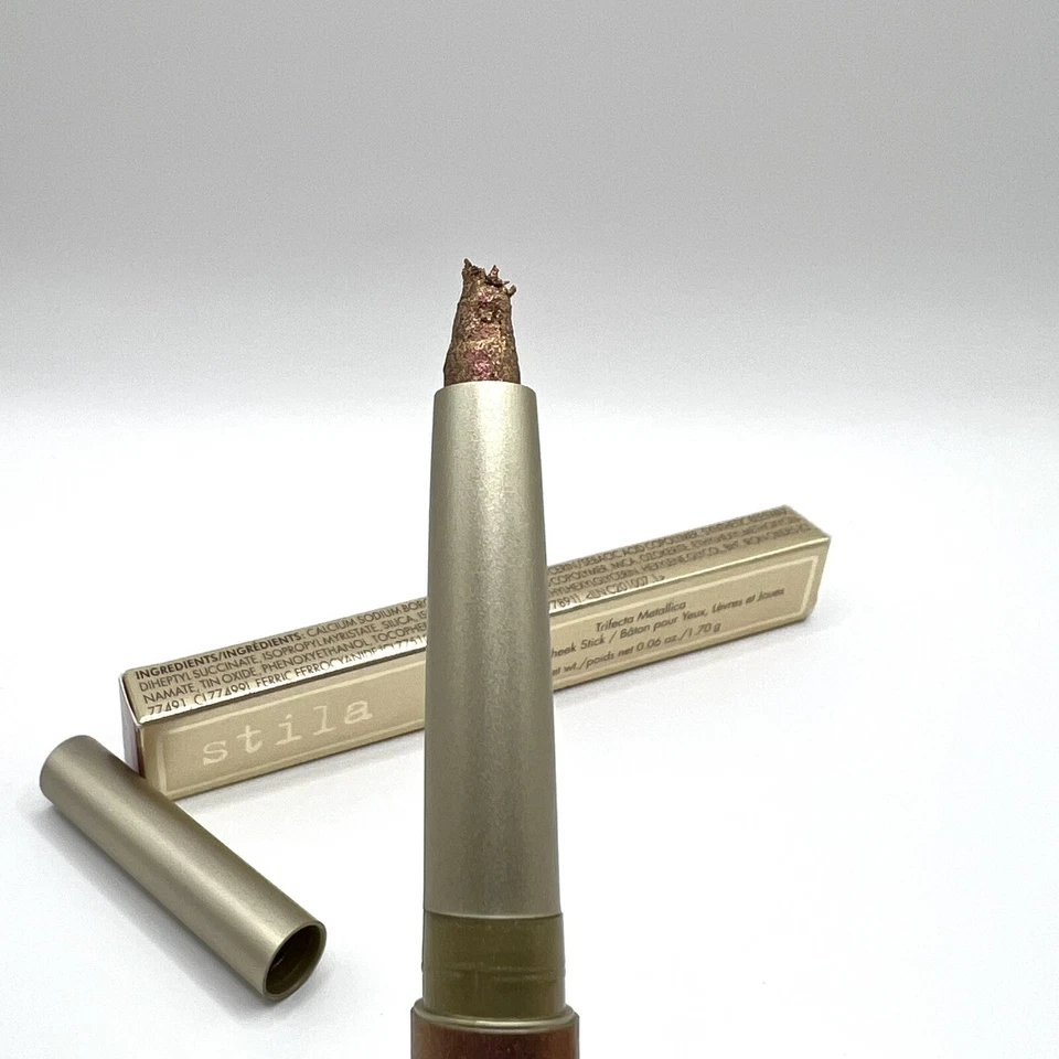 Stila Trifecta Metallica Lip, Eye and Cheek Stick-Rose Gold, Damaged Tip-See Pic - Image 4 of 4