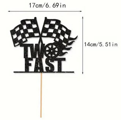 1pc Two Fast Birthday Cake Topper - Race Car Theme 2nd Birthday Party Decoration - Picture 3 of 3