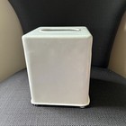 White Square Metal Tissue Cover Holder Black Bottom Trim
