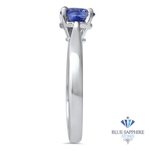 Anillo redondo de zafiro azul natural de 1,20 quilates en oro blanco de 14 quilates - Imagen 2 de 4