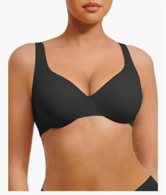 FeelinGirl Bra Women Unlined Underwire Full Coverage Seamless Plunge 38D