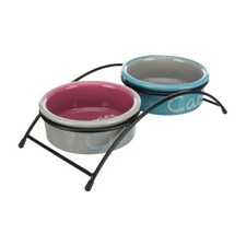 Trixie 24791 Raised Cat Bowl Set with Stand Two-Pack Ceramic Cat Bowls 0.3l/12cm