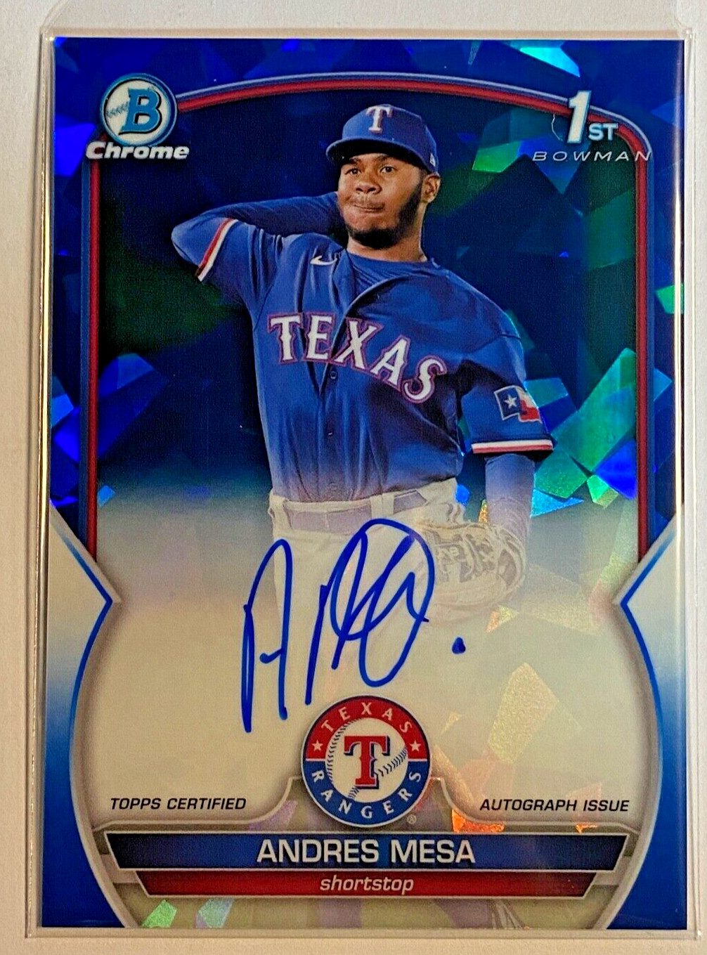 2023 Bowman 1st Chrome SAPPHIRE AUTO #BSPA-AM Andres Mesa Texas Rangers