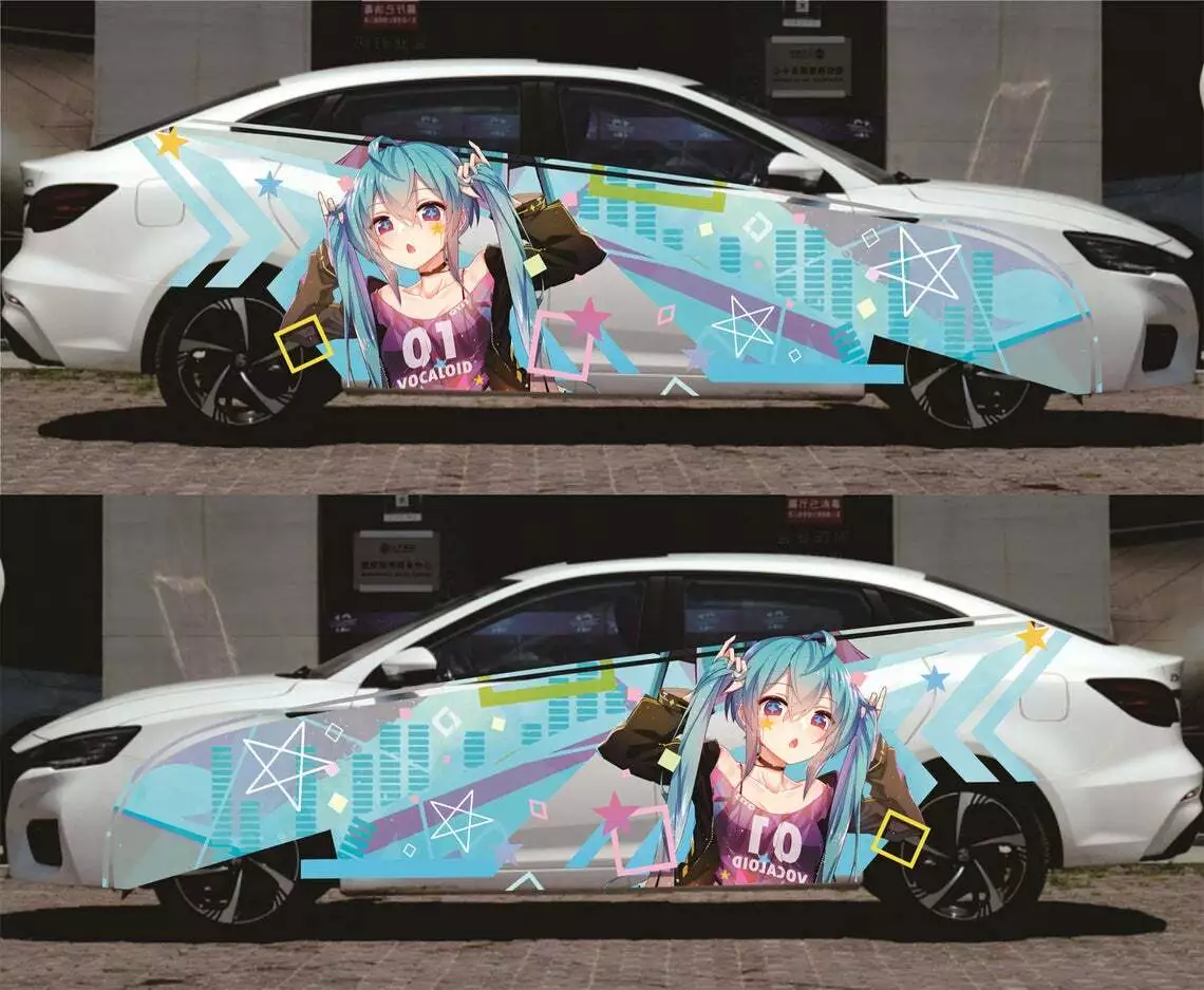 Anime ITASHA Hatsune Miku Car Wrap Car Stickers Car Decal Fits