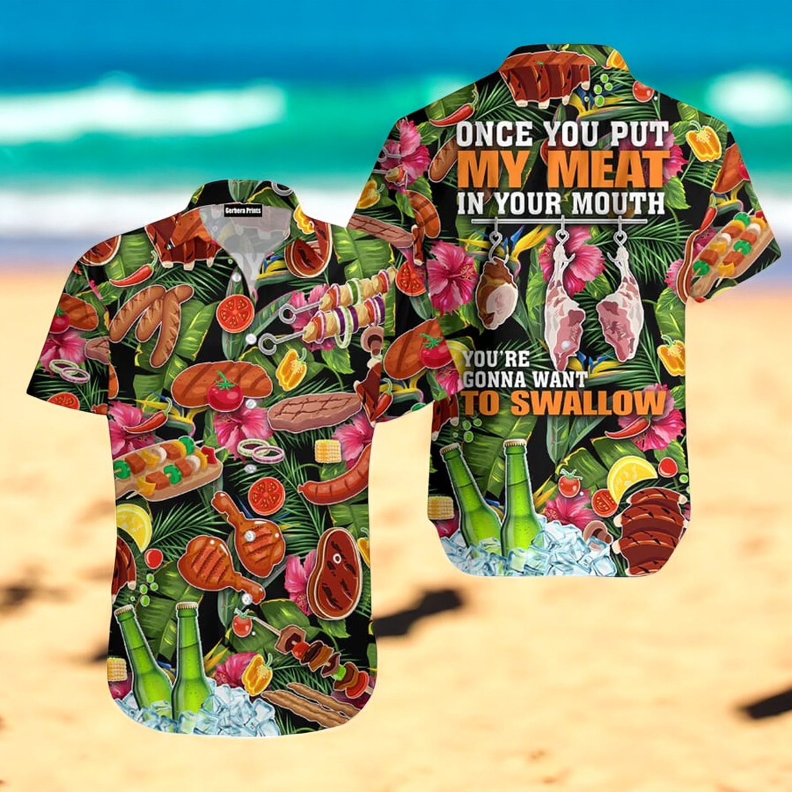 Celebrate BBQ Day with Meat Beer Hawaiian Shirt Design