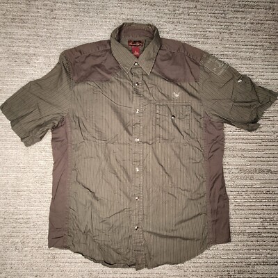 American Rag Size L Men Shirt Short Sleeve Snap Button Up Collar Green