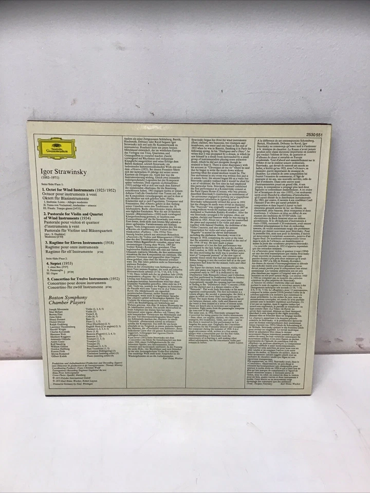 1975LP Igor Stravinsky Boston Symphony Chamber Players Deutshe Grammophon2530551 - Image 2 of 4