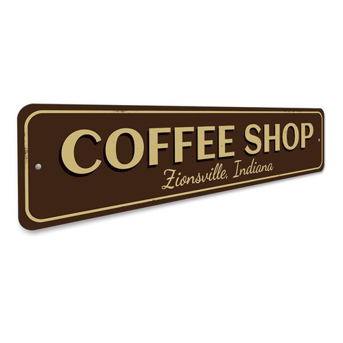 Coffee Shop City State Sign, Personalized Store Location Metal Decor Sign - Picture 3 of 4
