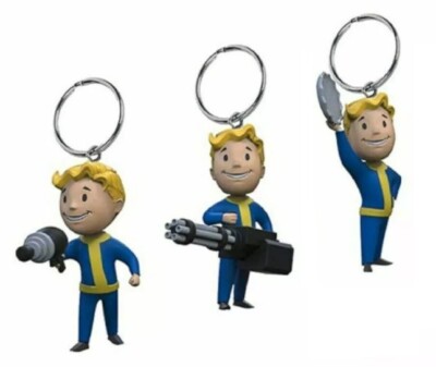 NEW Set of 3 - Fallout 76 Vault Boy 3D Keychains RR4807 energy big guns caps