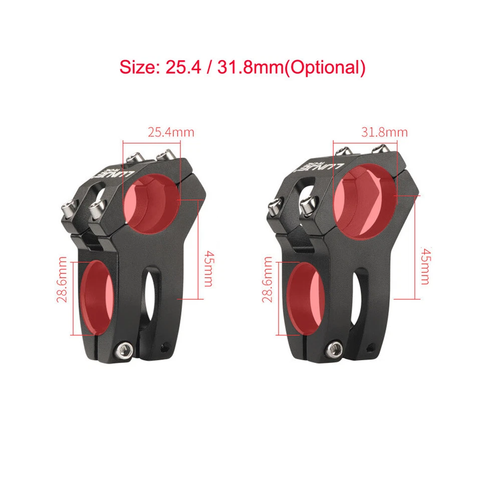 MTB Stem 25.4/31.8x28.6x45mm High-strength Short Handlebar Stem Road Bike Stem - Image 2 of 4