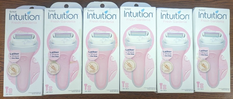 6 PACK SCHICK INTUITION FRESH GARDENIA SHAVE KIT 1 RAZOR + 2 CARTRIDGES EACH KIT