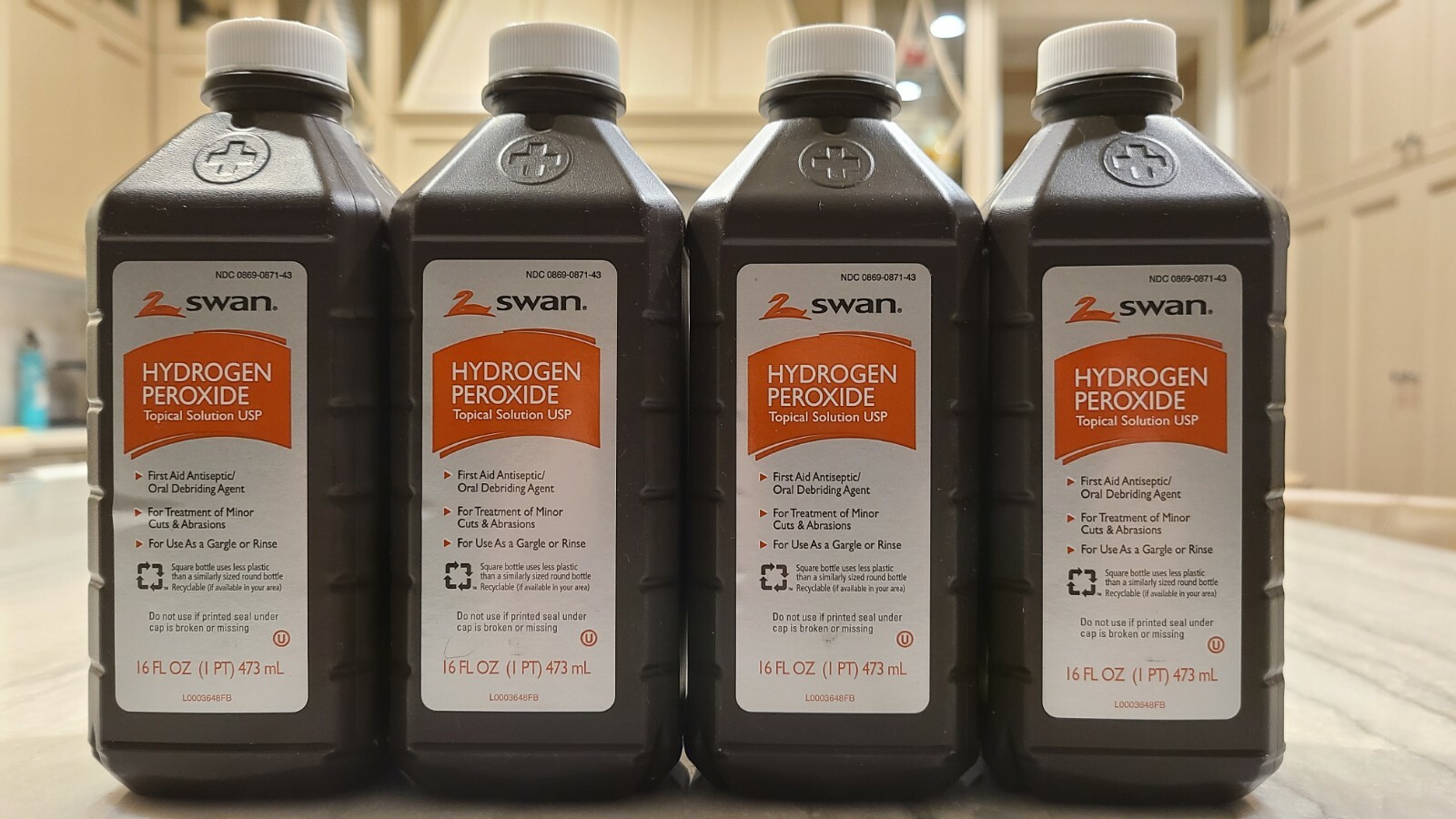 4 Hydrogen Peroxide Oral Rinse 3 First Aid Antiseptic (16oz) Bottles