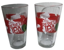 Set of 2 Samuel Adams Rebel IPA Pint Glasses 16 oz Bar Beer Brewery Classic Red