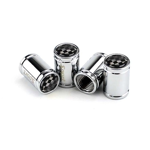 Sport Tire Valve Stem Cover Cap For All Car Models Black Silver Set Of 4 - Picture 5 of 9