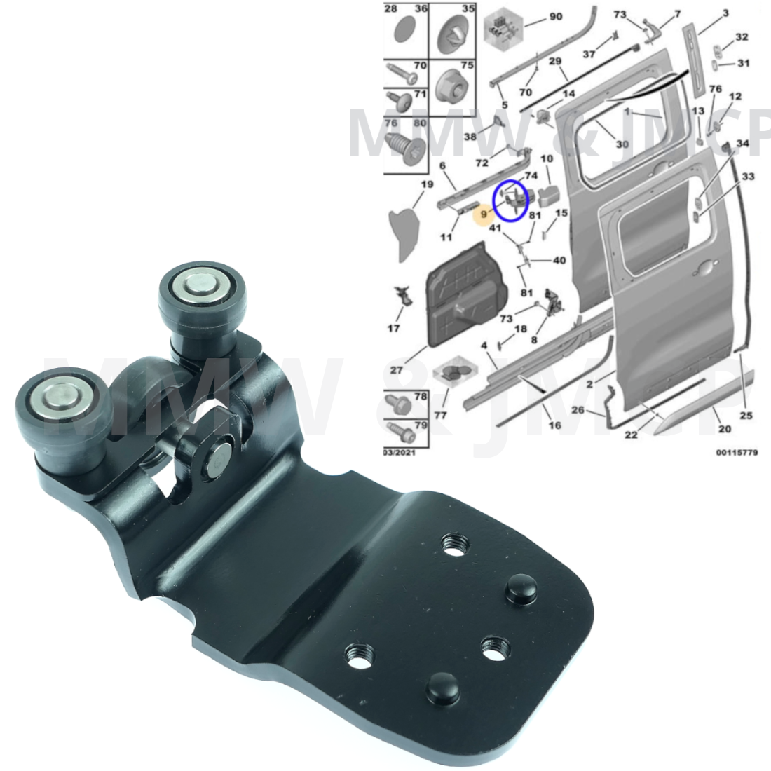 Kit Riparazione Rulli Porta Scorrevole Per Mercedes Sprinter E VW LT - Inferiore SX/DX - Foto 6