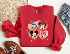 Mickey and Friends Heart Sweatshirt Disney Valentine Hoodie Valentines Day Gift