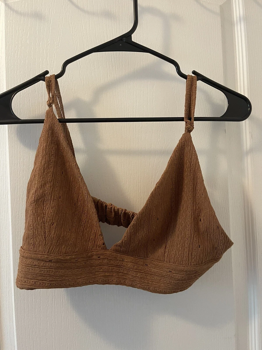 ZARA textured Brown Festival Bralette Crop Top Size L - $15 - From Jazmin