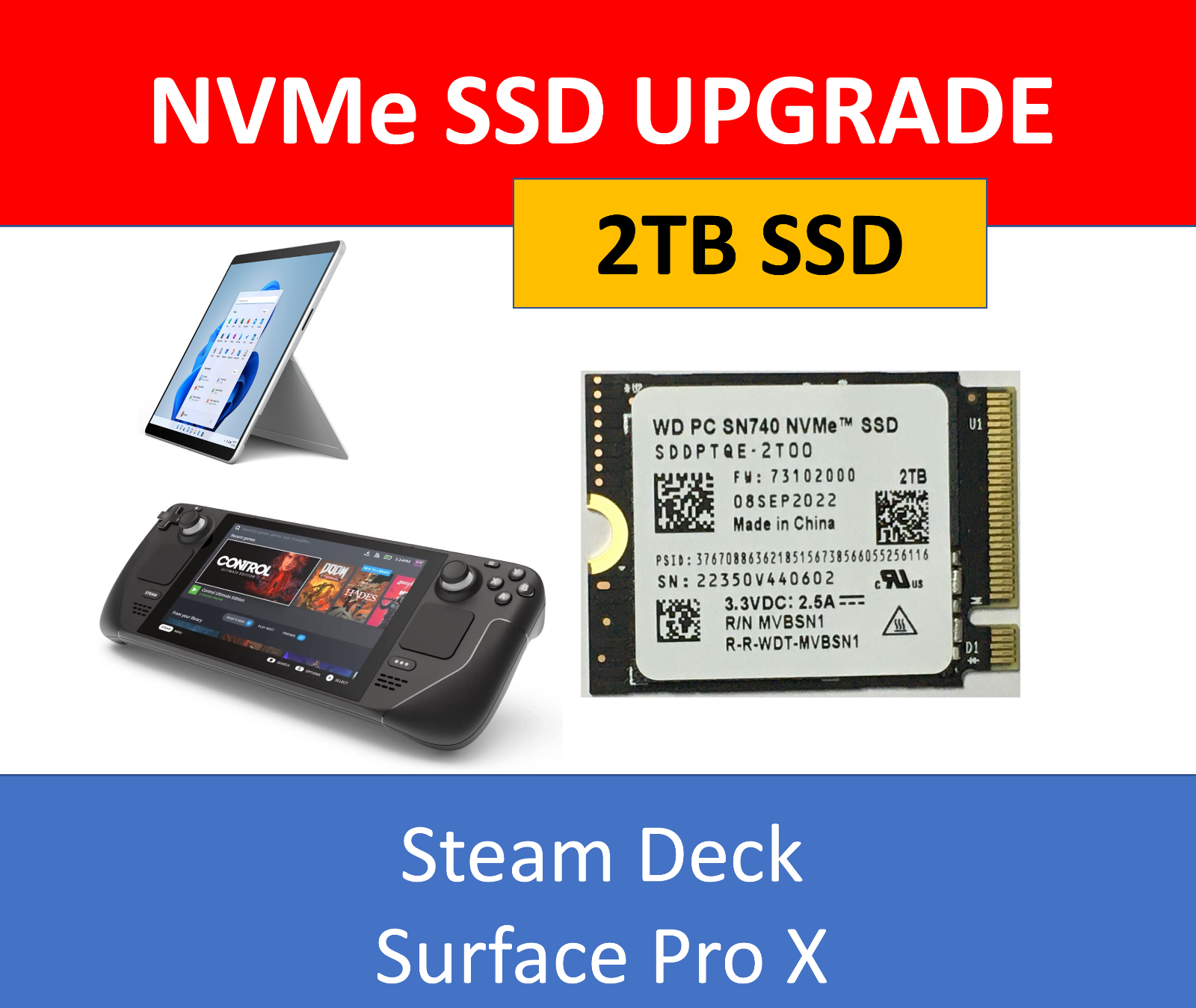 WD SN740 2TB 2230 2023年生産品 steam deck換装-