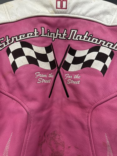 ICON KITTY PINK WHITE LEATHER JACKET& Motor Cycle Chaps WOMENS SIZE S/S - Bild 17 von 24