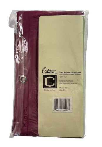 Vintage Shower Curtain Liner BERRY WINE Metal Grommets Magnets Size 70"x72" New - Picture 3 of 3
