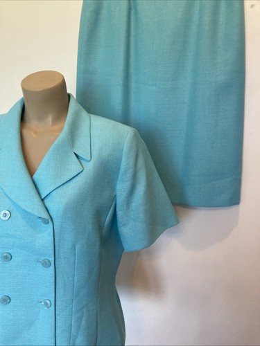 Le Suit size 16 light blue short sleeve skirt suit Spring & Summer - Picture 5 of 24