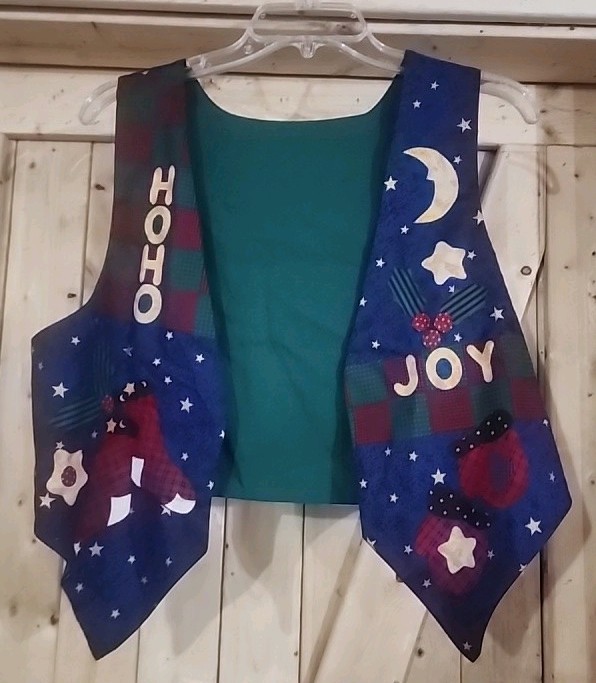 Handmade Christmas Panel Patchwork Printed Vest H… - image 1