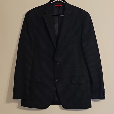 Chaps Ralph Lauren Slim Fit Black/Gray Pinstripe Suit Jacket 44L Unworn