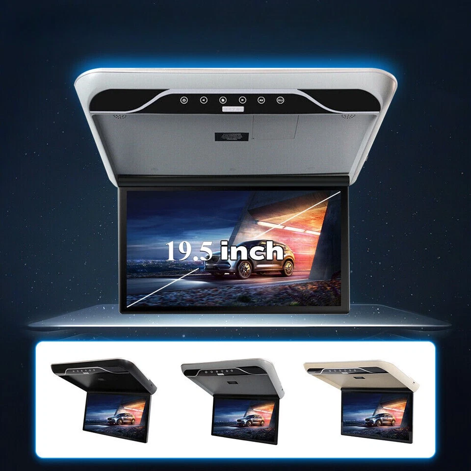 19.5inch Car Roof Monitor FHD 1080P Overhead Flip Down Car Ceiling Screen HDMI - Image 3 of 4