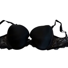 Victorias Secret Black Dream Angels Perfect Coverage Lace Bra 32DD