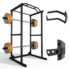 Black Power Cage, 1200LBS Squat Rack for Home Gym with More Training Attachments