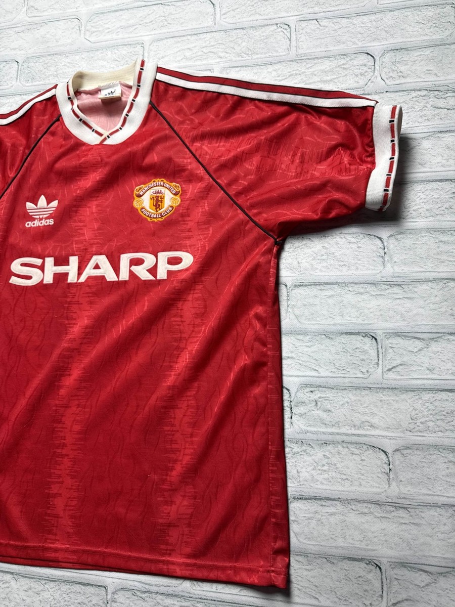 Vintage 1990/91 Adidas Manchester United Jersey Shirt Mens Sharp