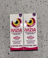 iVIZIA Sterile Lubricant Eye Drops…Lot of 2/PAIR…(2).33 Fl Oz(2)10 ML-NEW/SEALED