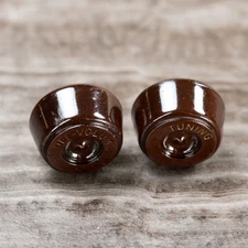 Old Radio Knobs 1940-50s Bakelite ON-VOL / TUNING 2pc  1/4" Opening w/ Set Screw